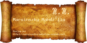 Marsinszky Mahália névjegykártya